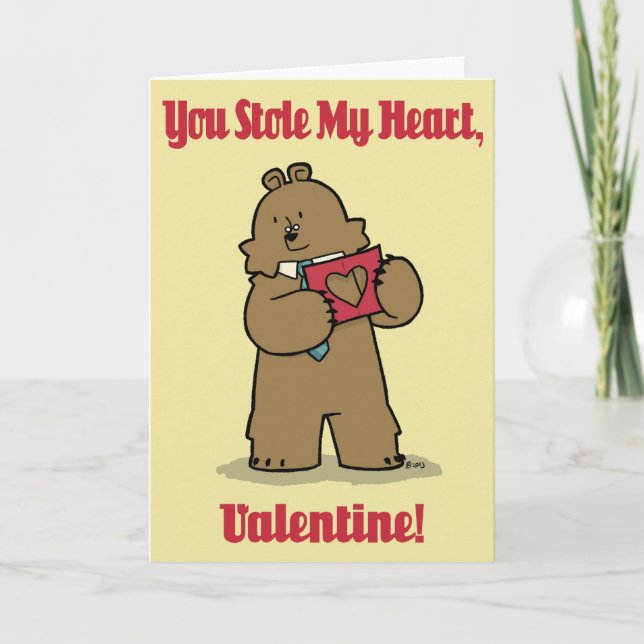 Avocat de l'ours "Coeur volé" - Carte Valentine (Devant)