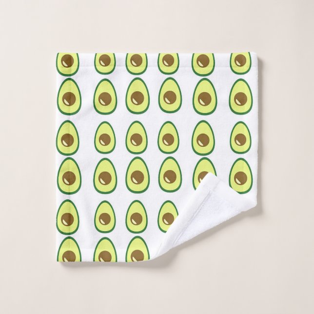 Avocat vert tranché sur blanc (Gant de toilette)