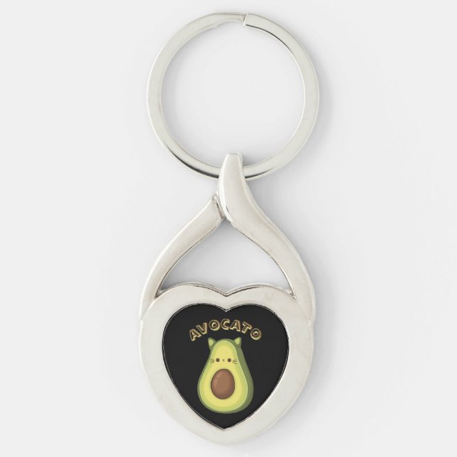 AVOCATO - Funny Niedlich Cat & Avocado Liebhaber S Schlüsselanhänger (Vorderseite)