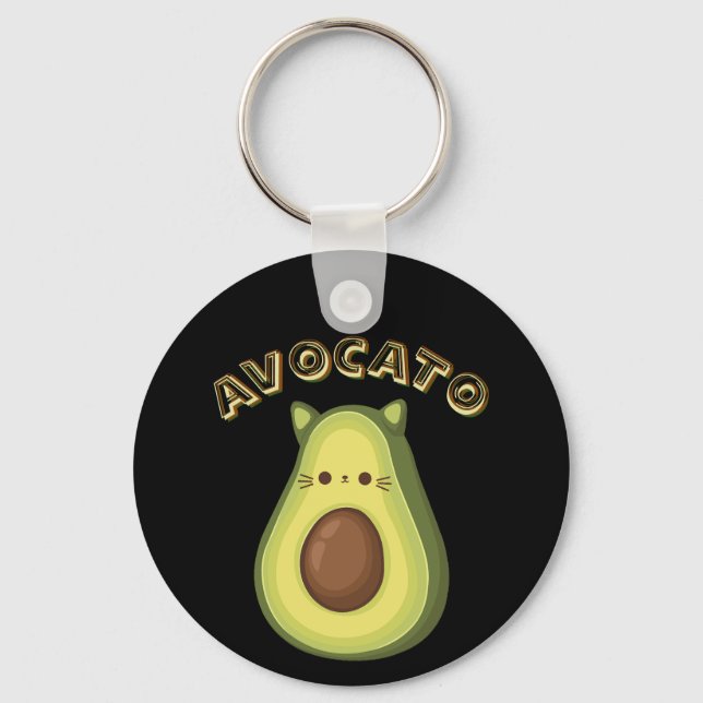 AVOCATO - Funny Niedlich Cat & Avocado Liebhaber S Schlüsselanhänger (Vorderseite)