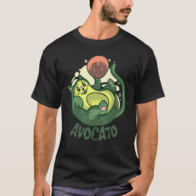 Avocato Funny Niedlich Cat Avocado Vegan und Katze T-Shirt (Vorderseite)