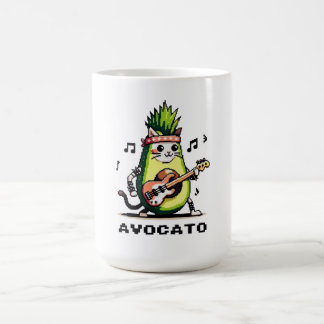 Avocato - Funny Pixel Art Avocado Cat Playing Bass Kaffeetasse