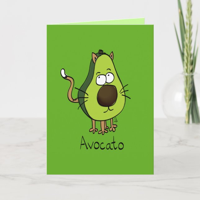 Avocato Niedlich Avocado Cat Funny Greeting Card Karte (Vorderseite)