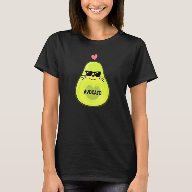Avocato Niedlich Cat Avocado Vegan und Katze Kitte T-Shirt (Vorderseite)