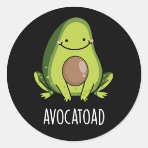 Avocatoad Funny Avocado Toad Pun Dark BG Runder Aufkleber