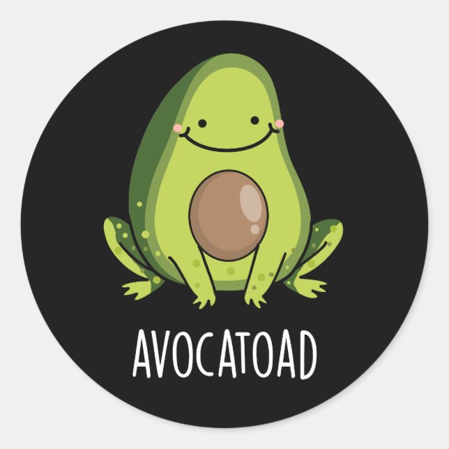 Avocatoad Funny Avocado Toad Pun Dark BG Runder Aufkleber (Vorderseite)