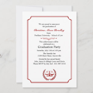 Avocats Corner Red Graduation Invitation