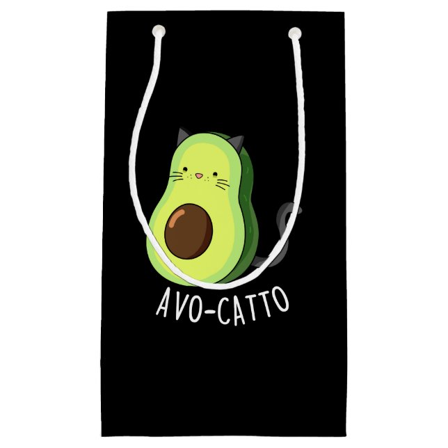 Avocatto Funny Avocado Cat Pun Dark BG Kleine Geschenktüte (Vorderseite)