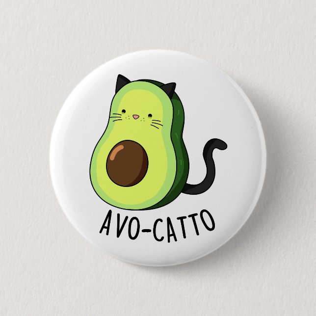 Avocatto Niedlich Avocado Cat Pub Button (Vorderseite)