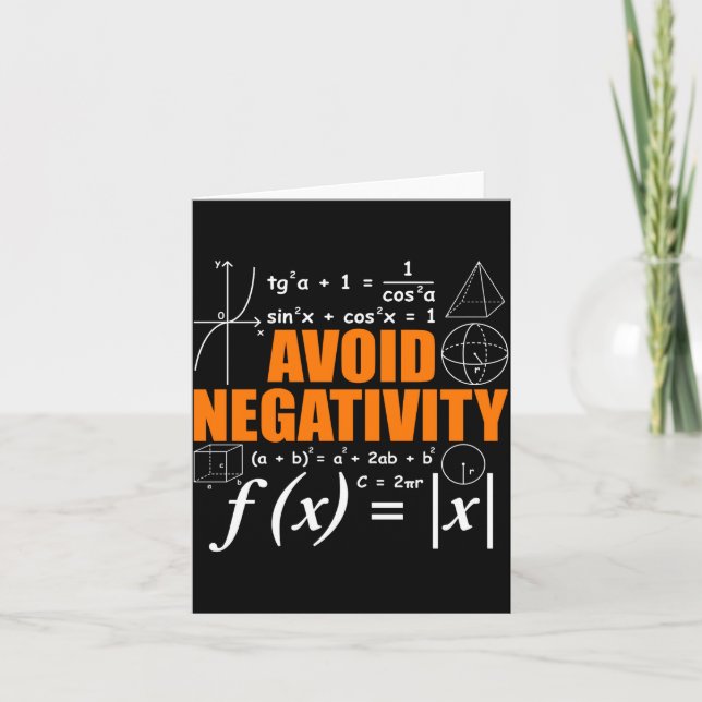 Avoid Negativity Funny Math Mathematician Teacher  Karte (Vorderseite)