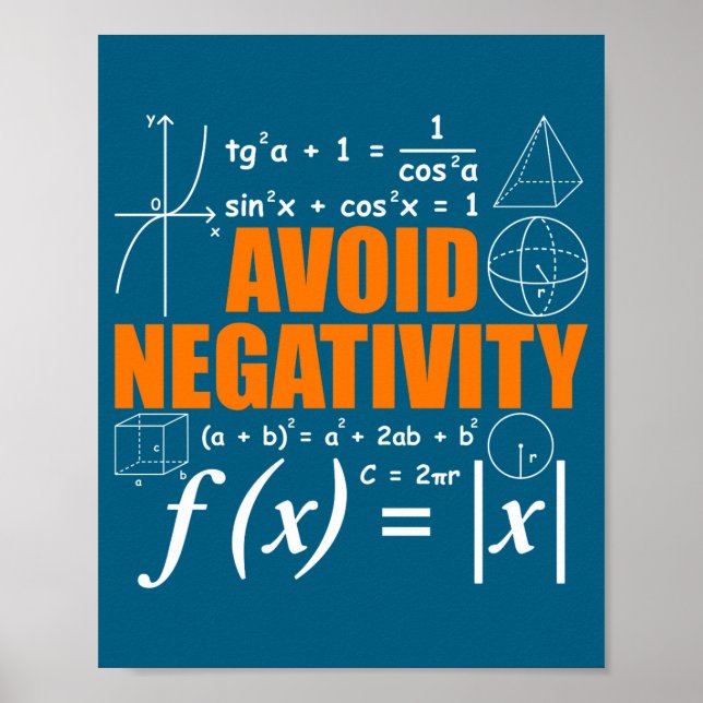 Avoid Negativity Funny Math Mathematician Teacher  Poster (Vorne)