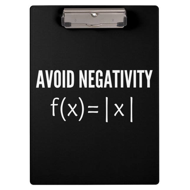 avoid negativity math equation klemmbrett (Vorderseite)