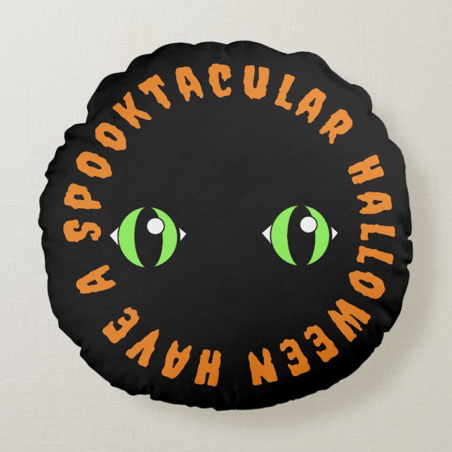 Avoir Un Coussin Rond Halloween Spooktaculer (Devant)