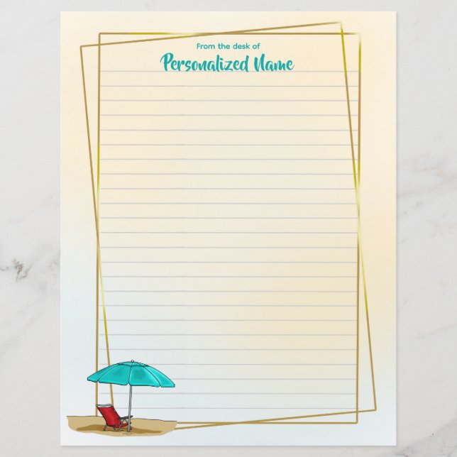 Avoir une plage d'un jour feuille de papier (Devant)