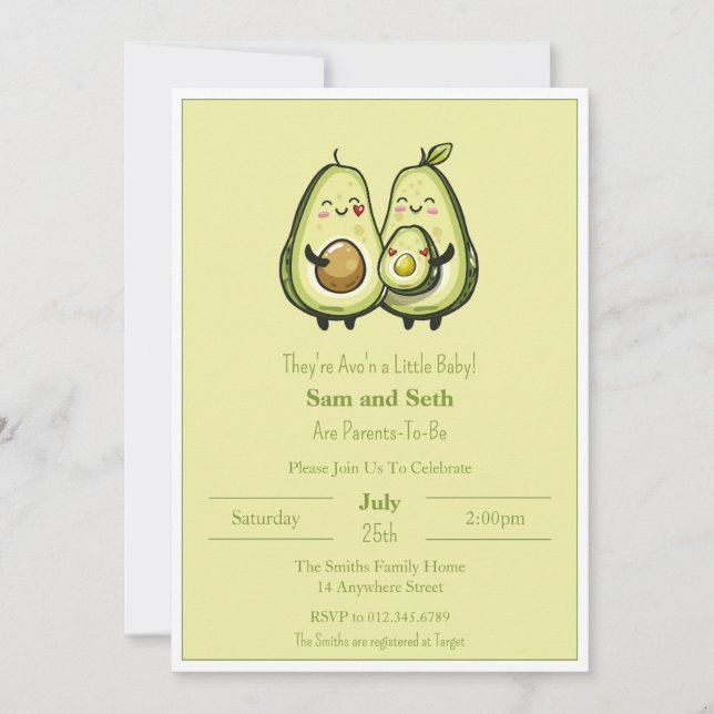 Avo'n a Baby Avocado Baby Dusche Einladung (Vorderseite)