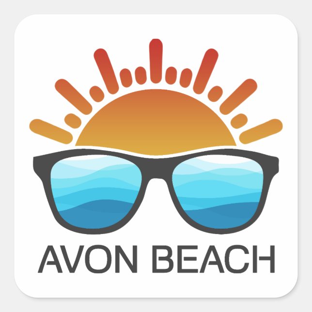 Avon Beach North Carolina Sonnenbrille Quadratischer Aufkleber (Vorderseite)