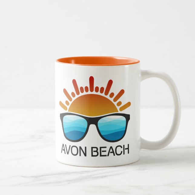 Avon Beach North Carolina Sonnenbrille Zweifarbige Tasse (Rechts)