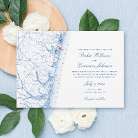 Avon-by-the-Sea NJ Karte Elegant Navy Blue Wedding