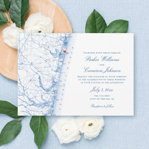 Avon-by-the-Sea NJ Karte Elegant Navy Blue Wedding