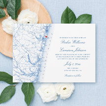 Avon-by-the-Sea NJ Karte Elegante Navy-Blau-Hochze