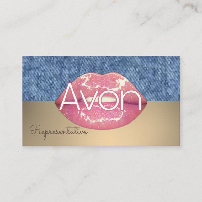 Avon personalisiert-rosa-denim-Ästhetik Visitenkarte (Vorderseite)