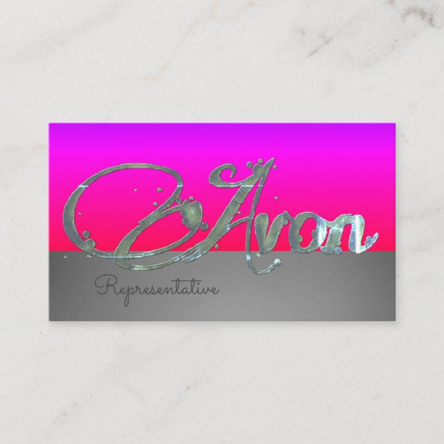 Avon personalisierte rosa und silberne Ästhetik Visitenkarte (Vorderseite)