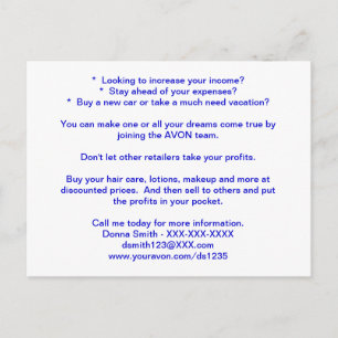 AVON Rekrutiting Post Card Postkarte
