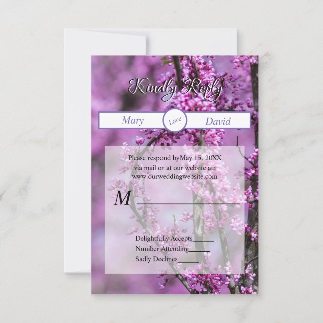 Avondale Redbud Art Wedding RSVP Karte (Vorderseite)