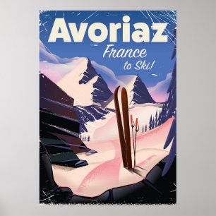Avoriaz, affiche française de voyage de ski