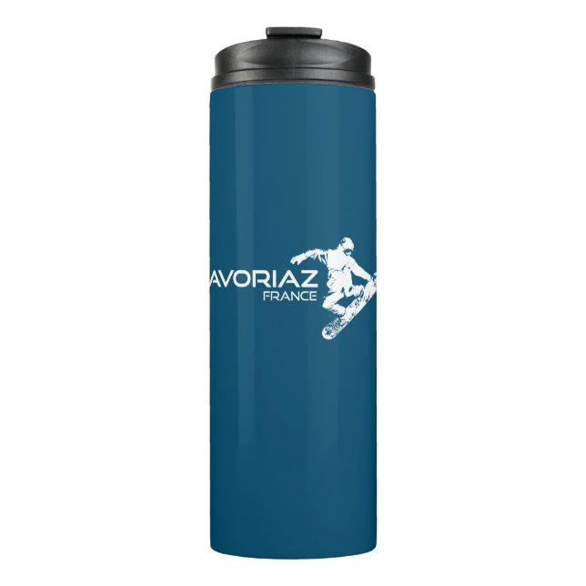 Avoriaz France Snowboarder Thermosbecher (Vorderseite)