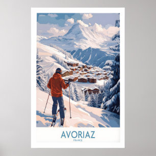 Avoriaz Frankreich Ski-Chalet-Dorf Kunstprint Alpi Poster
