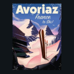 Avoriaz, French Ski travel poster<br><div class="desc">Avoriaz,  French Ski travel poster,  Avoriaz France holiday skiing poster. Avoriaz is a French mountain resort in the heart of the Portes du Soleil. It is located in the territory of the commune of Morzine..</div>