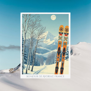 Avoriaz Haute-Savoie Frankreich Ski Retro Postkart Postkarte