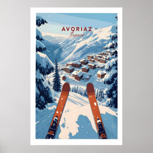 Avoriaz Portes du Soleil Pisten Druck Französisch Poster