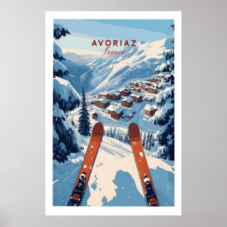 Avoriaz Portes du Soleil Slopes Print French Poster