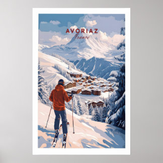 Avoriaz Portes du Soleil Slopes Ski Print French Poster