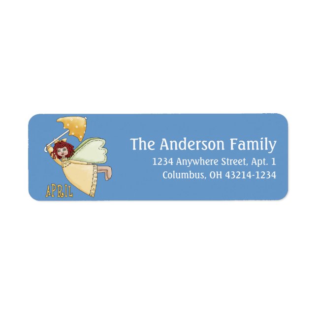 Avril Ange du mois Retour Adresse Étiquettes (Devant)