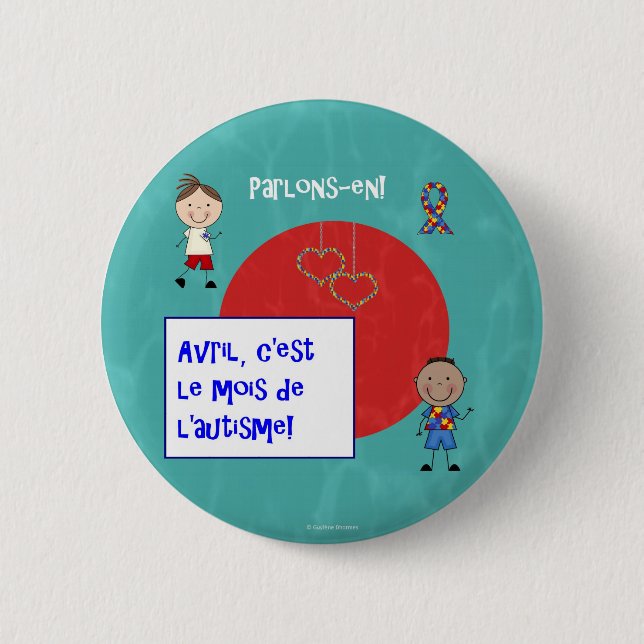 Avril c'est le Mois de l'autisme rond macaron Button (Vorderseite)