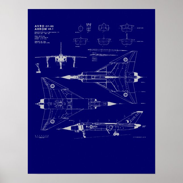 Avro Arrow Blueprint Poster (Vorne)