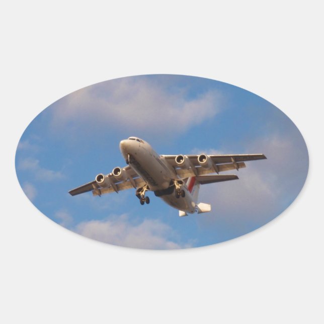 Avro RJ85 Jet Landing Ovaler Aufkleber (Vorderseite)