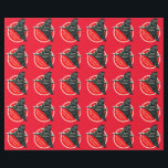 Avro Vulcan Bomber Happy Christmas Geschenkpapier<br><div class="desc">Glücklich Weihnachten personalisierbare Geschenkpackung mit dem letzten fliegenden Avro Vulkan Bomber, XH558, mit der Bombenschacht offen. Hinter dem Bild befindet sich ein roter Kreis, der mit Weiß eingerückt ist und mit Text und Namen personalisiert werden kann. Der Hintergrund ist auch rot, kann aber durch die Option "Printed Background Color" geändert...</div>