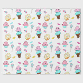 Avryl Fleurs Niedlicher Eis-Creme-Cupcake-Donut Geschenkpapier