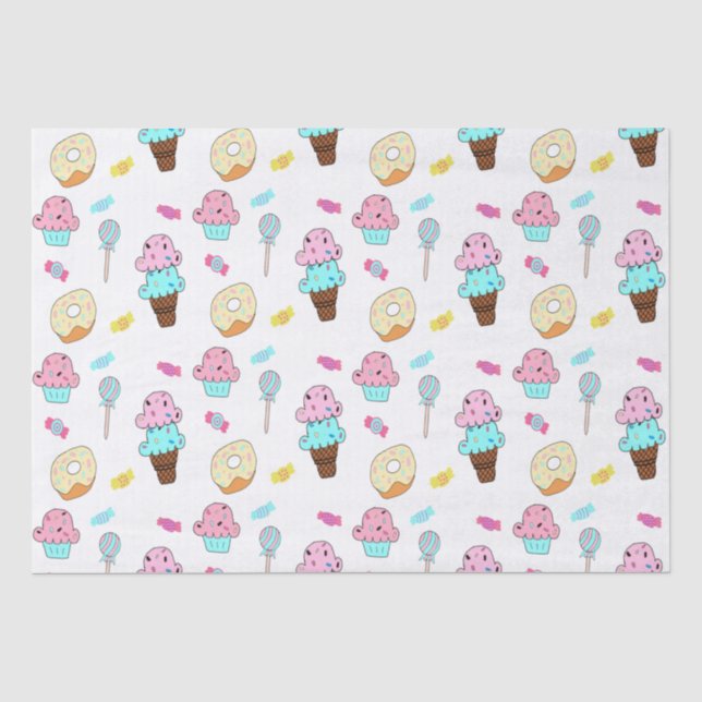 Avryl Fleurs Niedlicher Eis-Creme-Cupcake-Donut Seidenpapier (Vorderseite)