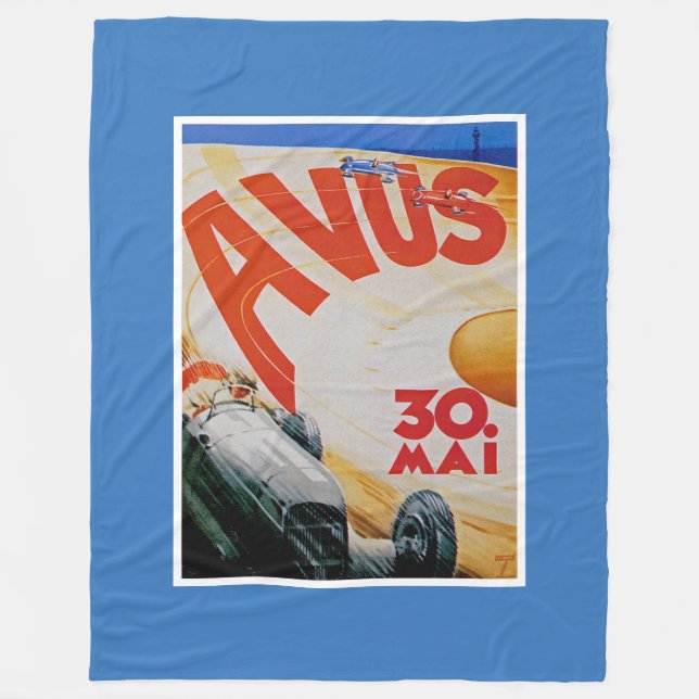 Avus-Automobilrennplakat Fleecedecke (Vorderseite)