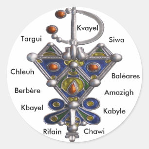 avzim Blau, Amaghir, Rifain, Kabyle, Berbère Runder Aufkleber