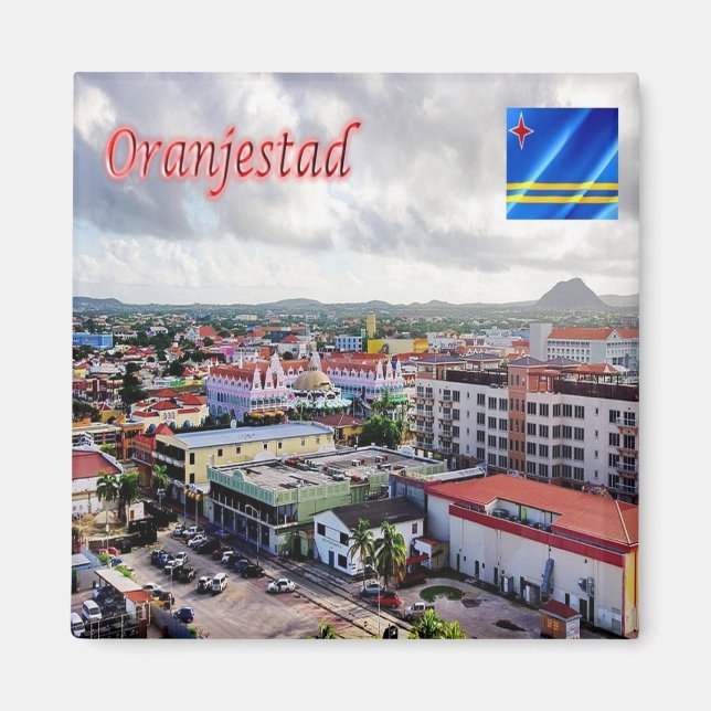 AW005 ORANJESTAD, Panorama, Aruba, Kühlschrank Magnet (Vorne)