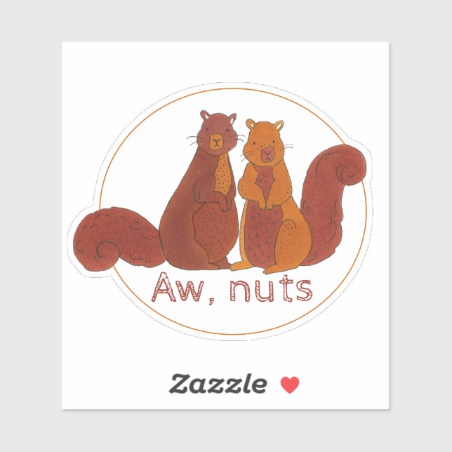Aw Nuts Niedlich Eichhörnchen Aufkleber (Blatt)