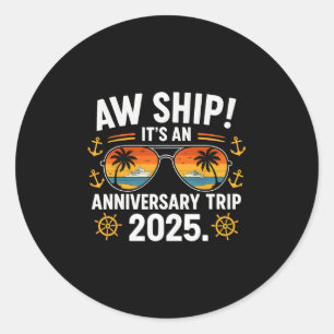 Aw Schiff Hochzeitstrip 2025 Kreuzfahrt Paar Urlau Runder Aufkleber