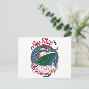 Aw Ship Es ist eine Weihnachtsreise für die Famili Feiertagspostkarte