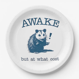 Awake, aber an welcher Küste Opposum Possum Retro Pappteller